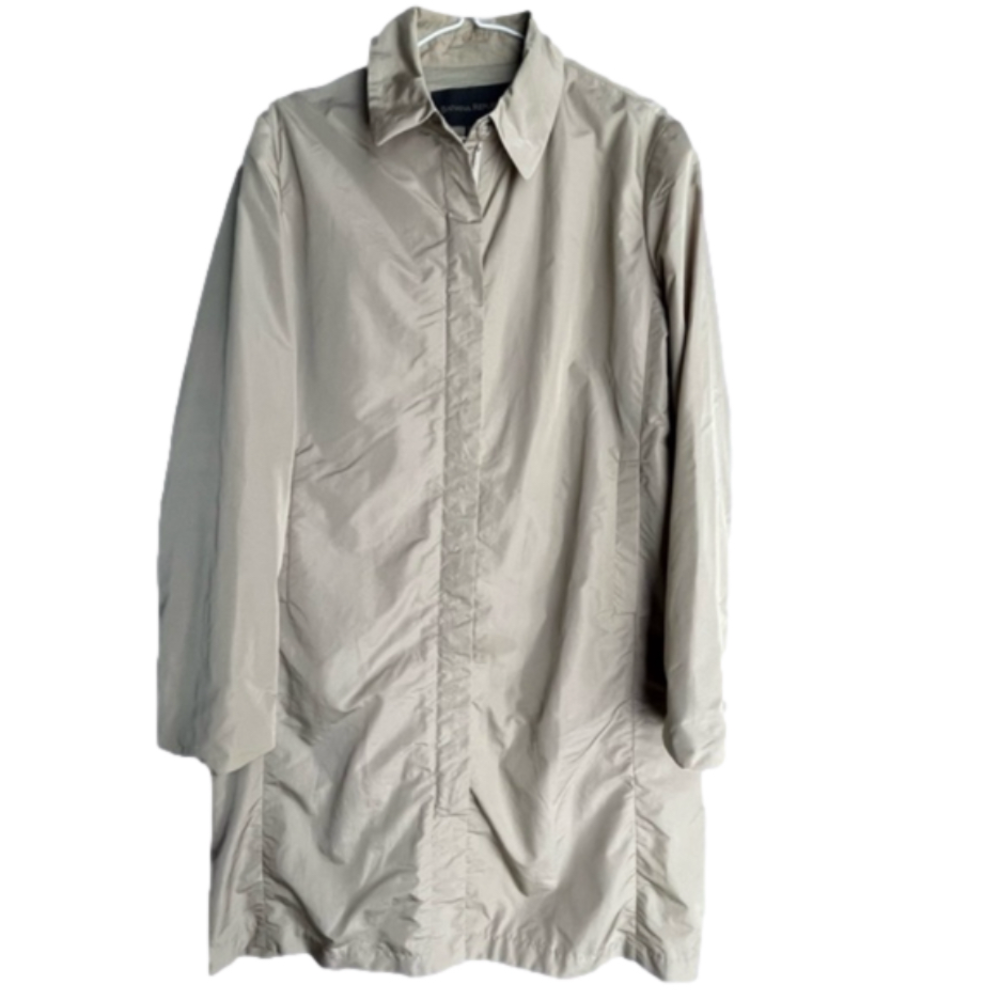 Banana Republic Y2K Lightweight Zip Front Trench Jacket Khaki Beige Womens Small